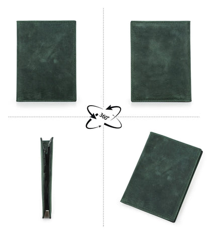 Genuine Cow Leather Passport Holder Travel Wallet with Airtag Case Anti-lost Pocket Pen Card Holder RFID Blocking Passport Cover