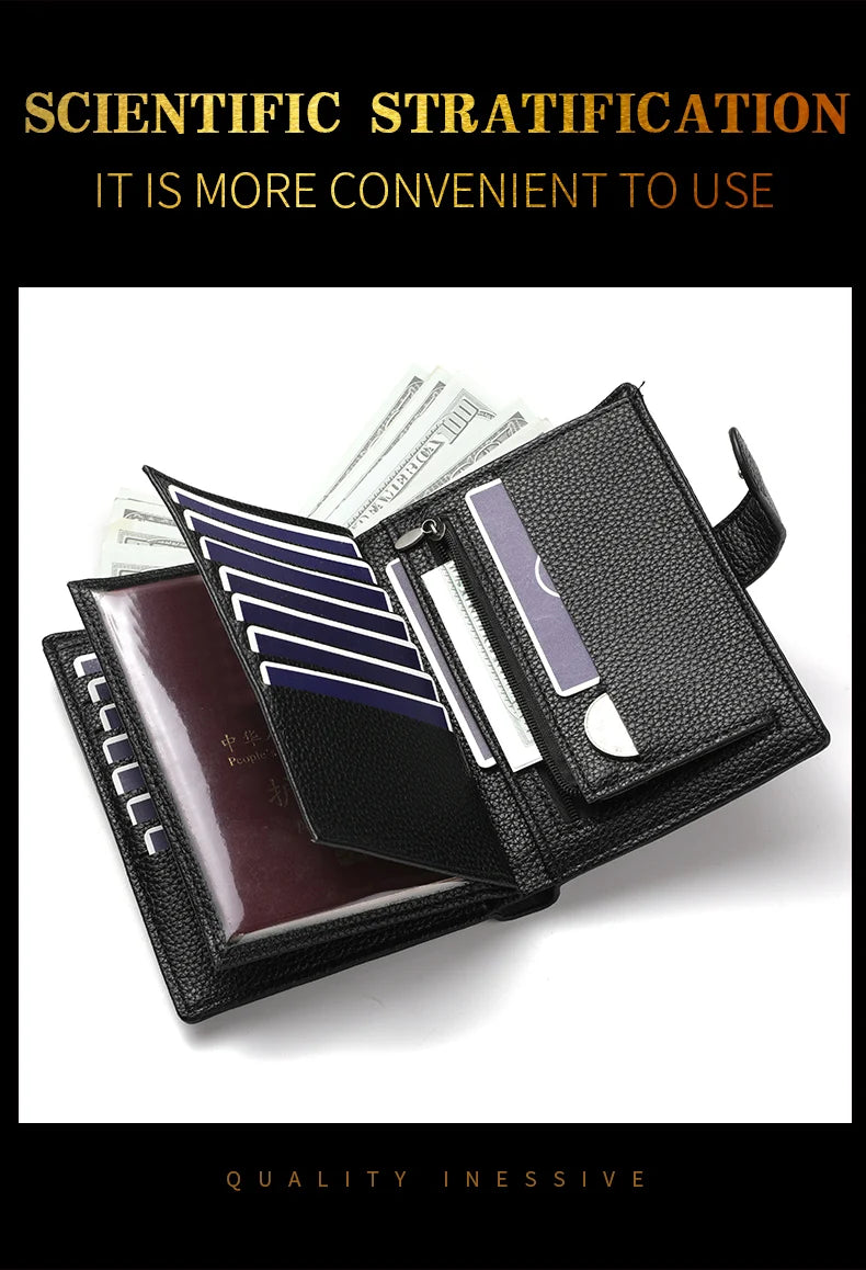 Men's And Women's PU Leather Wallet Travel Passport Wallet Multi Card Slot Credit Card Holder Wallet Travel Accessories