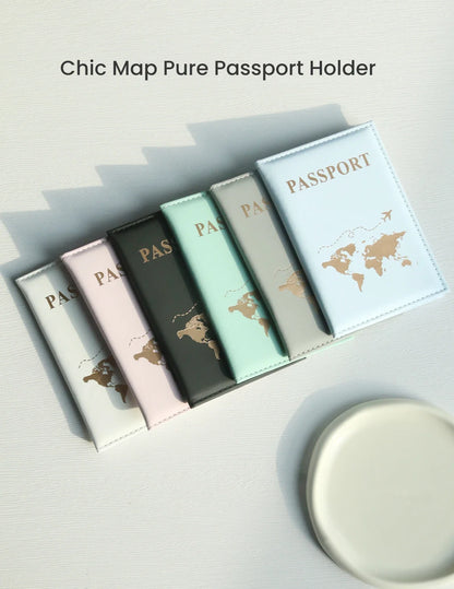 Passport cover plain skin PU passport cover world map protection cover credit card holder ID card passport wallet