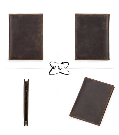 Genuine Cow Leather Passport Holder Travel Wallet with Airtag Case Anti-lost Pocket Pen Card Holder RFID Blocking Passport Cover