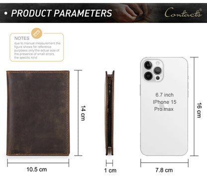 Genuine Cow Leather Passport Holder Travel Wallet with Airtag Case Anti-lost Pocket Pen Card Holder RFID Blocking Passport Cover