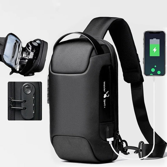 Men's Usb Crossbody Bag Anti-Theft Shoulder Bags Waterproof Oxford Waist Bag Multifunction Short Travel Messenger Chest Pack