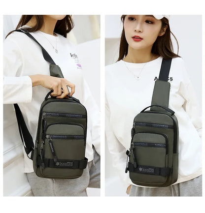 Chest Bag For Men New Large Capacity Shoulder Travel Lightweight Nylon Crossbody Bag Backpack