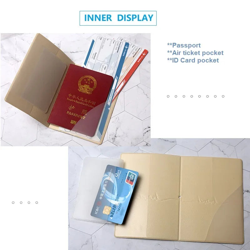 Fashion Emboss Women's Passport Cover Print Girls Boys ID Card Holder Travel Ticket Passport Case