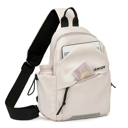 1piece fashion nylon messenger bag, Women's chest bag, adjustable shoulder strap, zipper closure, suitable for outdoor, sports, commuting