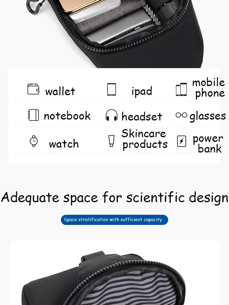 A Cool Men's Messenger Bag Casual Oxford Waterproof And Wearable Shoulder Bag Usb Rechargeable Chest Bag