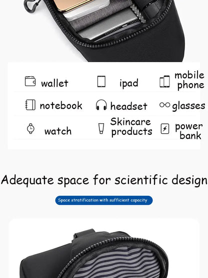 A Cool Men's Messenger Bag Casual Oxford Waterproof And Wearable Shoulder Bag Usb Rechargeable Chest Bag