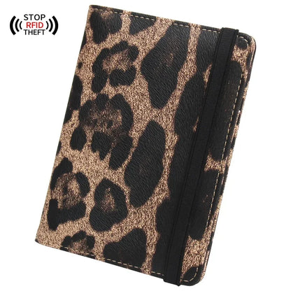 Women Brown Leopard Complex Travel Passport Holder Cover Case with Bandage Men Waterproof Multi-Function Ticket Protective Bags