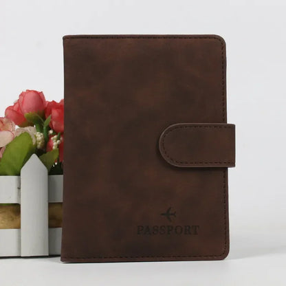 Leather Passport Holder Covers Case Waterproof Travel Credit Card Wallet Cute Passport Book for Women/Men Buckle Passport Cover