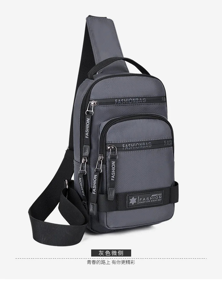 Chest Bag For Men New Large Capacity Shoulder Travel Lightweight Nylon Crossbody Bag Backpack