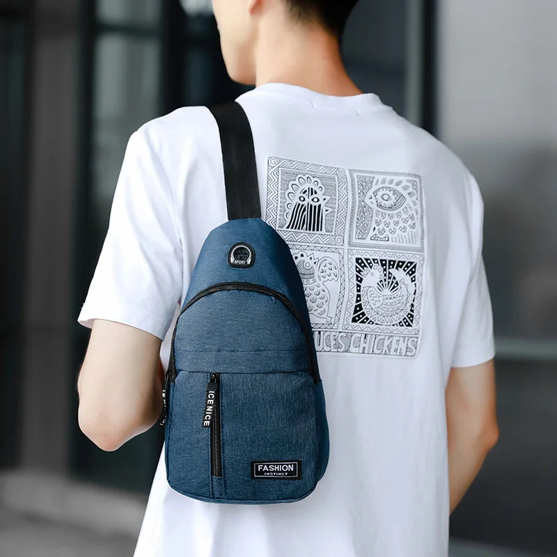 Men's Oxford Cloth Crossbody Bag New Trend Chest Bag Fashionable and Portable Shoulder Bag