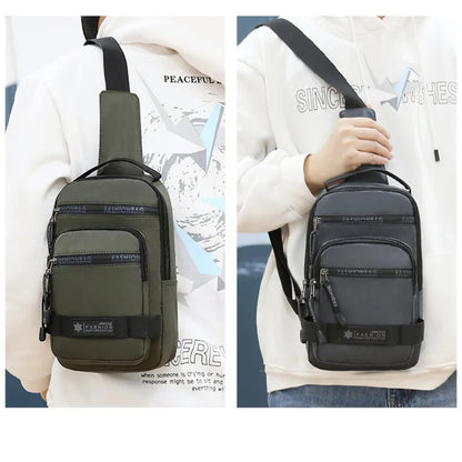 Chest Bag For Men New Large Capacity Shoulder Travel Lightweight Nylon Crossbody Bag Backpack