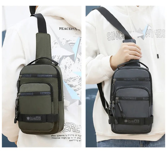 Chest Bag For Men New Large Capacity Shoulder Travel Lightweight Nylon Crossbody Bag Backpack