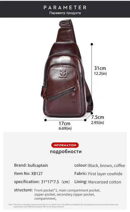 Men's Genuine Leather Chest Bag Large Capacity Casual Men's Messenger Bag Classic Leather Chest Bag XB 127