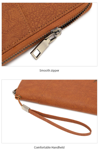 Multi-Functional RFID Blocking Passport Bag Travel Document Holder with Long Zipper Ticket Storage Wallet for Multiple Passports