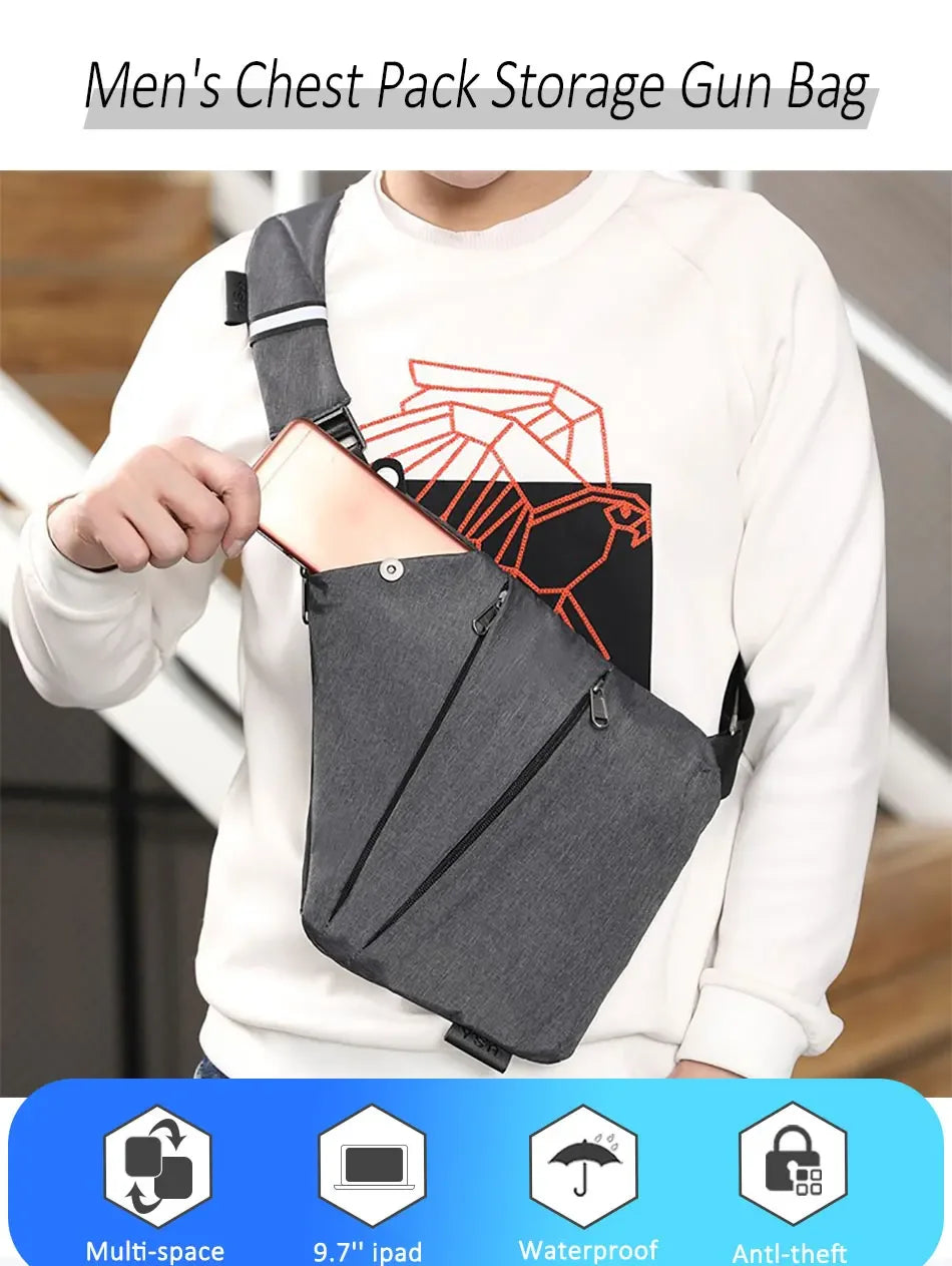 DIENQI Anti-theft Men Chest Bag Waterproof Chest Pack Travel  Personal Pocket Tactical Male Sling Bag Chest Cross body Bag Pauch