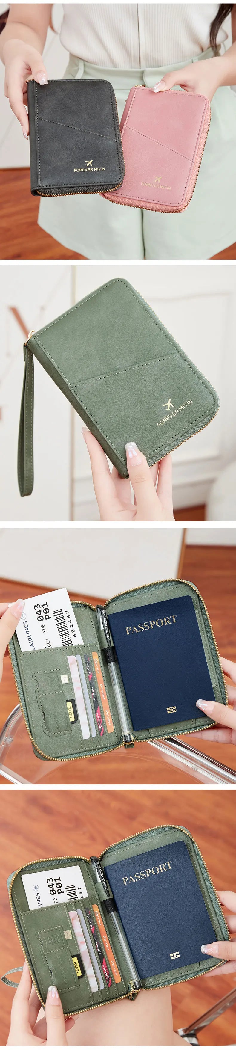 New retro passport bag for men and women RFID fashionablepassport cover multifunctionalPUleather passport clip travelaccessories