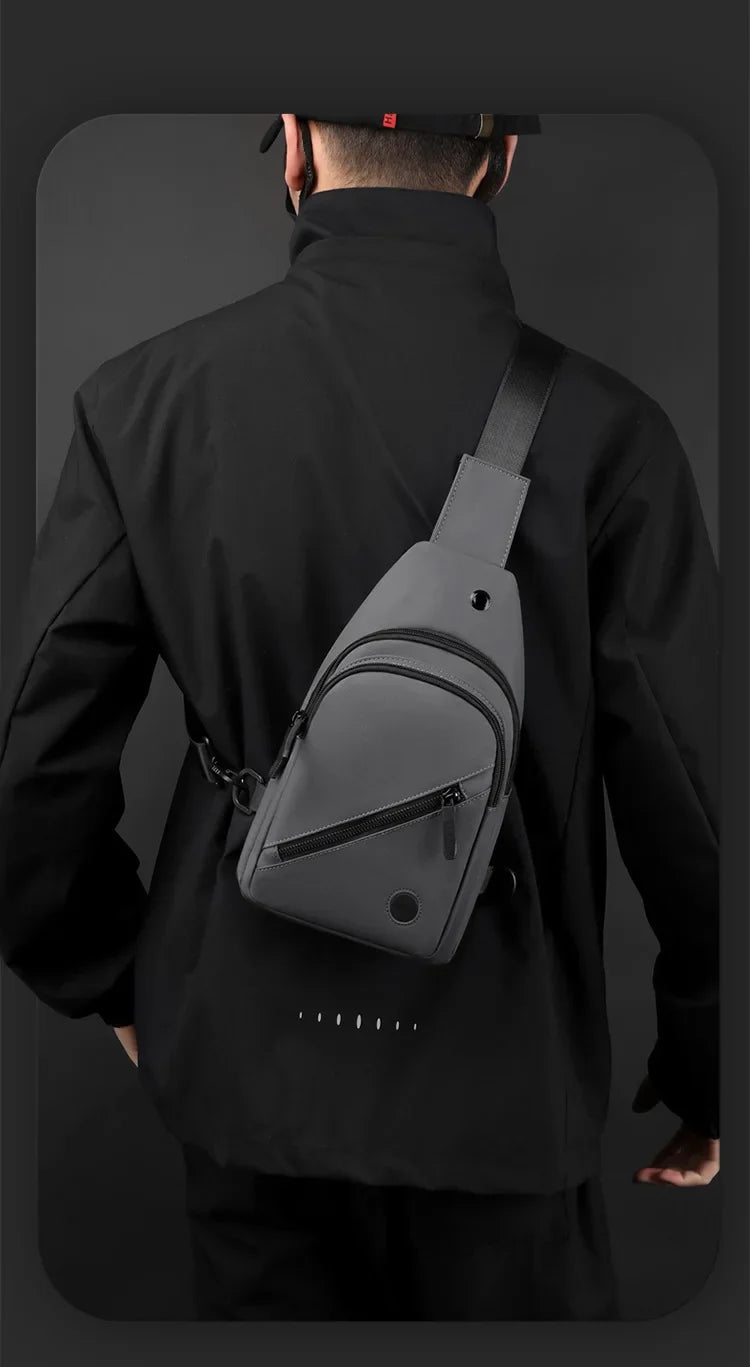 Lightweight Men's Chest Bag, Casual Nylon Crossbody Bag,Hiking Multipurpose Sling Bag for Outdoor Sports & Daily Commute