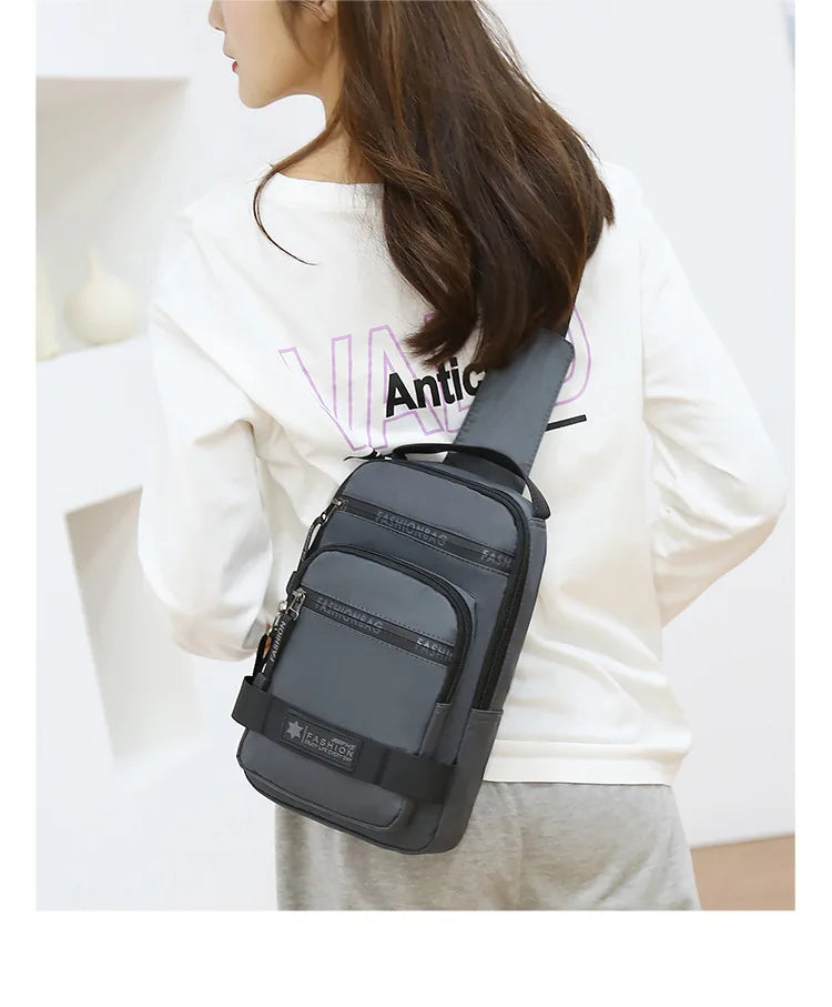 Chest Bag For Men New Large Capacity Shoulder Travel Lightweight Nylon Crossbody Bag Backpack