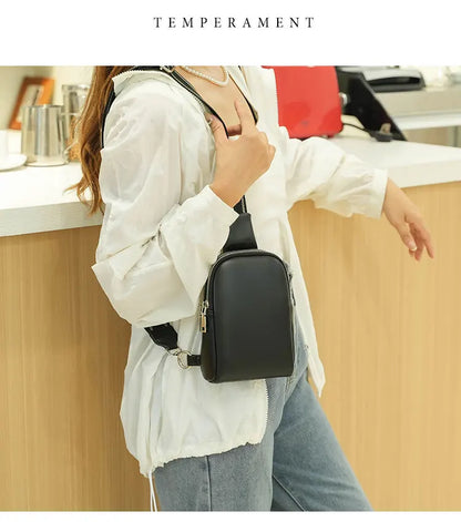 Unisex small chest bag 2024 new soft leather waist bag mobile phone bag fashionable and versatile women's one shoulder crossbody