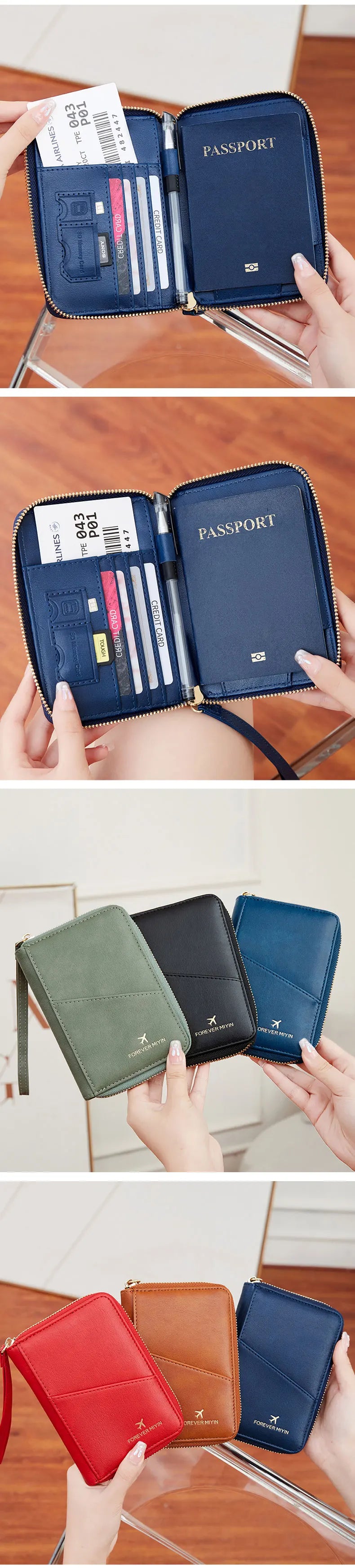 New retro passport bag for men and women RFID fashionablepassport cover multifunctionalPUleather passport clip travelaccessories