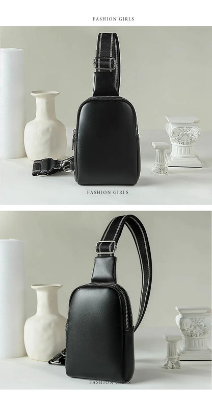 Unisex small chest bag 2024 new soft leather waist bag mobile phone bag fashionable and versatile women's one shoulder crossbody