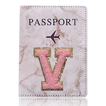 Fashion Passport Protective Cover Embroidery Letter Pattern Travel Passport Holder Wallet Gift PU Leather Card Case Cover Unisex