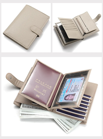 Men's And Women's PU Leather Wallet Travel Passport Wallet Multi Card Slot Credit Card Holder Wallet Travel Accessories