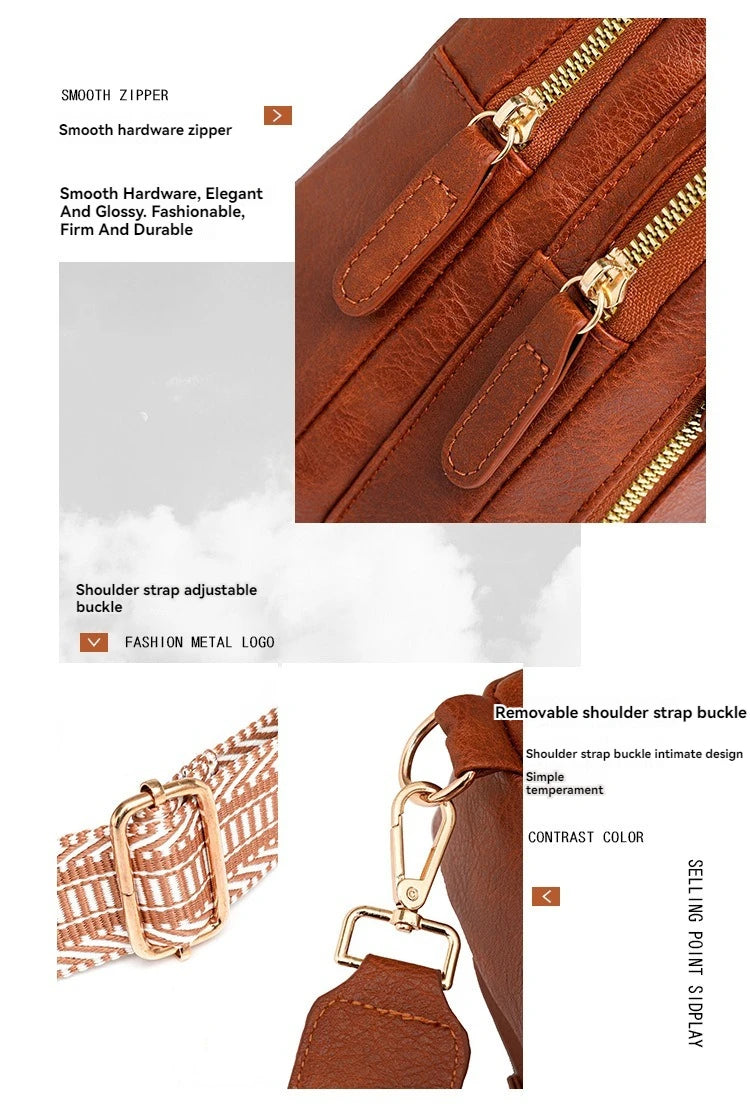 PU Women's Chest Bag Single Shoulder Crossbody Bag Large Capacity Backpack Girl's Shoulder Bag