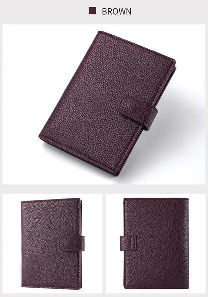 Men's And Women's PU Leather Wallet Travel Passport Wallet Multi Card Slot Credit Card Holder Wallet Travel Accessories