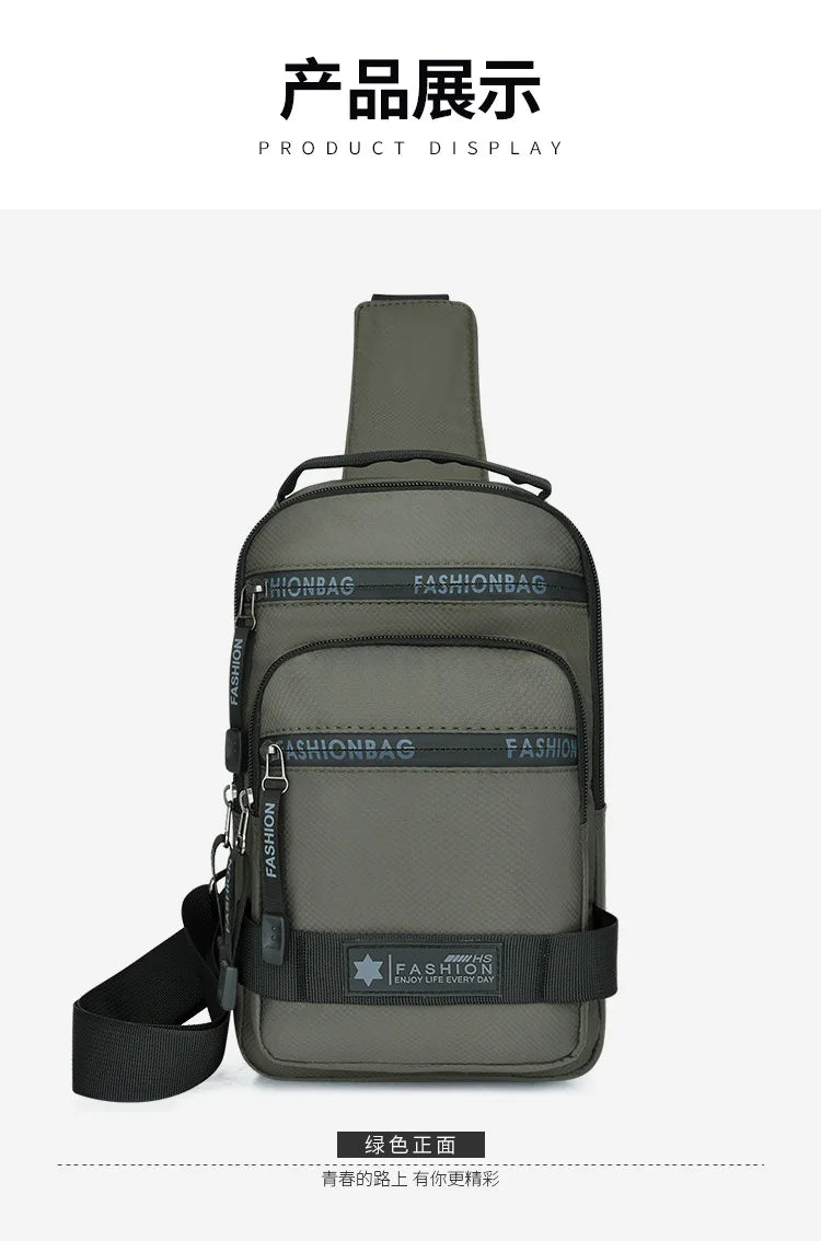 Chest Bag For Men New Large Capacity Shoulder Travel Lightweight Nylon Crossbody Bag Backpack