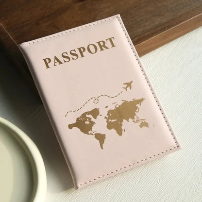 Passport cover plain skin PU passport cover world map protection cover credit card holder ID card passport wallet