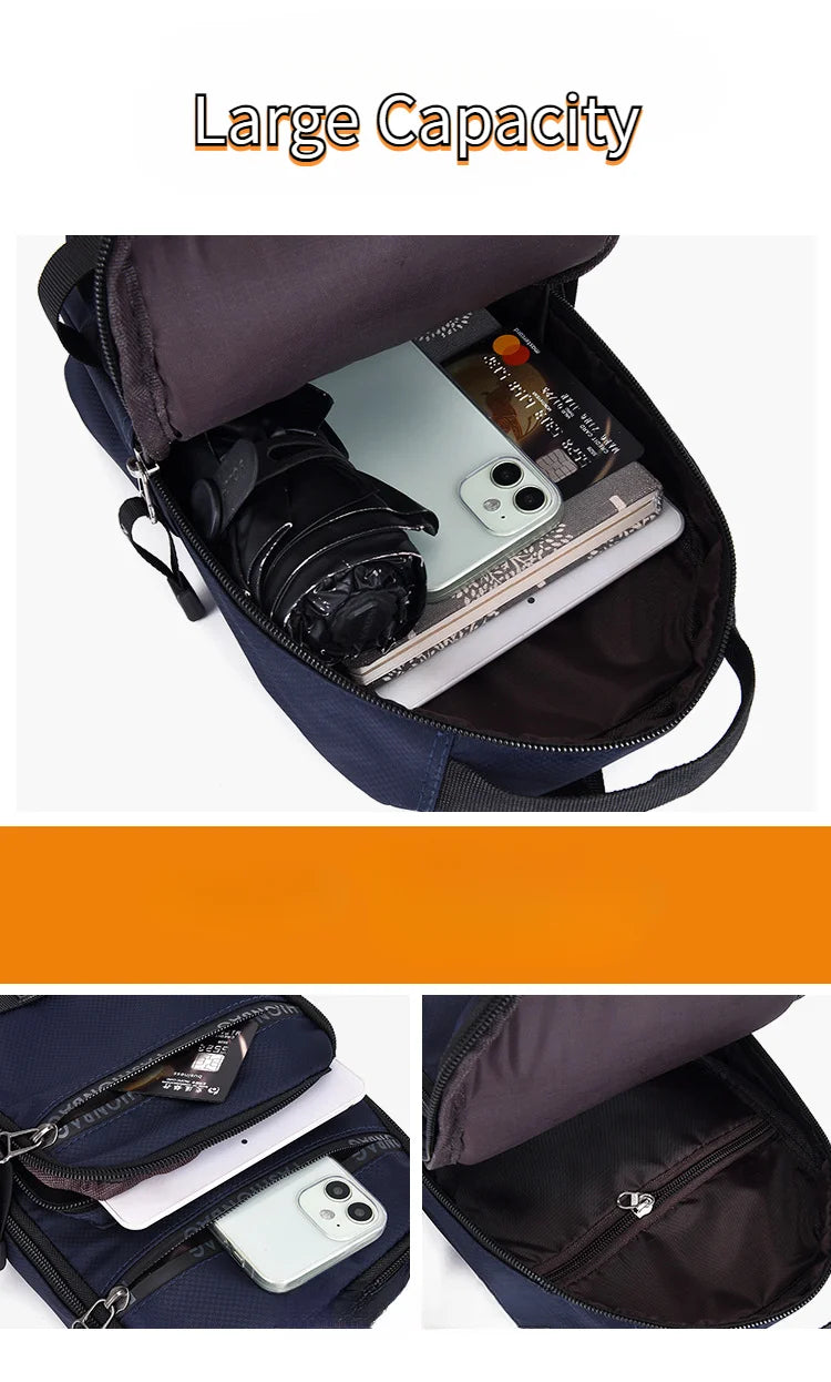 Chest Bag For Men New Large Capacity Shoulder Travel Lightweight Nylon Crossbody Bag Backpack