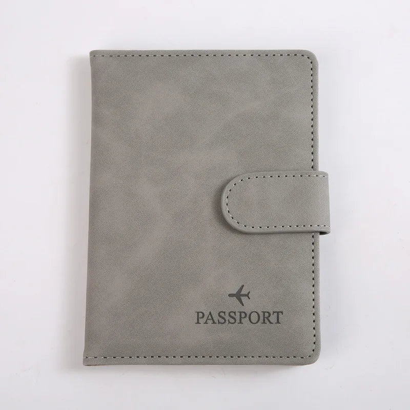 Leather Passport Holder Covers Case Waterproof Travel Credit Card Wallet Cute Passport Book for Women/Men Buckle Passport Cover