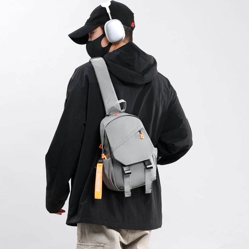 Waterproof Nylon Crossbody Bag - Men's Chest Sling Backpack, Compact Shoulder Messenger Bag, Travel & Outdoor Hiking Pack