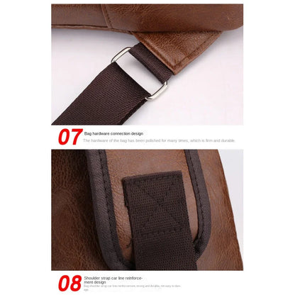 Men's USB chest bag portable large capacity charging casual crossbody bag outdoor sports PU chest bag
