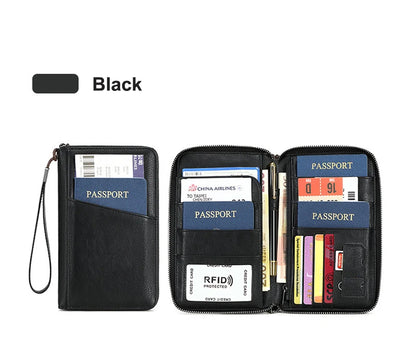 New Travel Passport Clip Wallet Women and Men Multifunctional PU Leather Card Holde RFID Anti Theft Swiping Wallets Storage Bag
