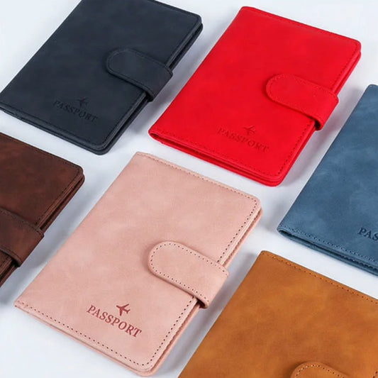 Leather Passport Holder Covers Case Waterproof Travel Credit Card Wallet Cute Passport Book for Women/Men Buckle Passport Cover