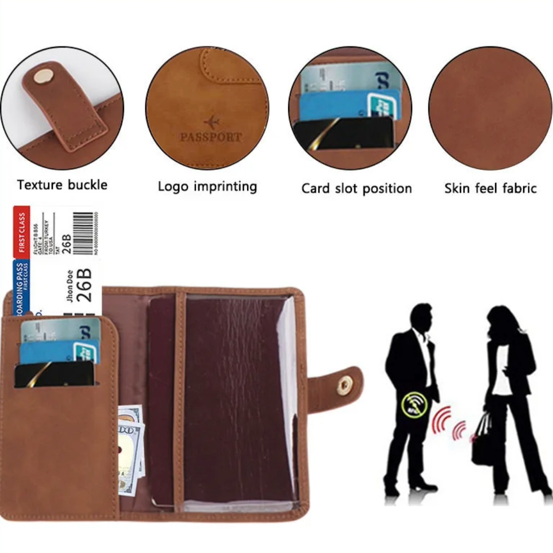 Leather Passport Holder Covers Case Waterproof Travel Credit Card Wallet Cute Passport Book for Women/Men Buckle Passport Cover