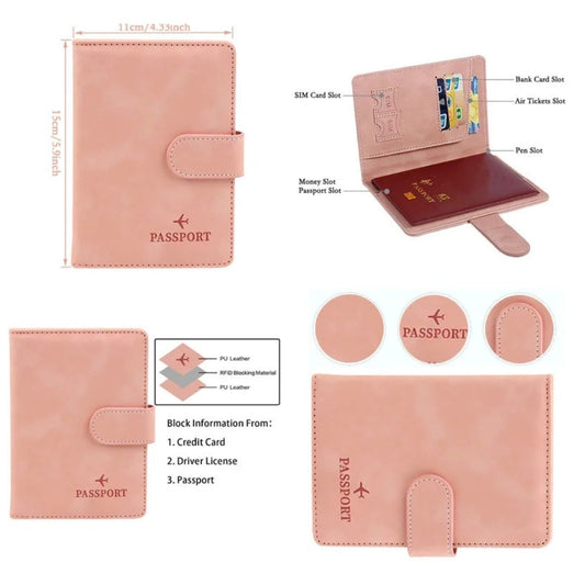 Leather Passport Holder Covers Case Waterproof Travel Credit Card Wallet Cute Passport Book for Women/Men Buckle Passport Cover